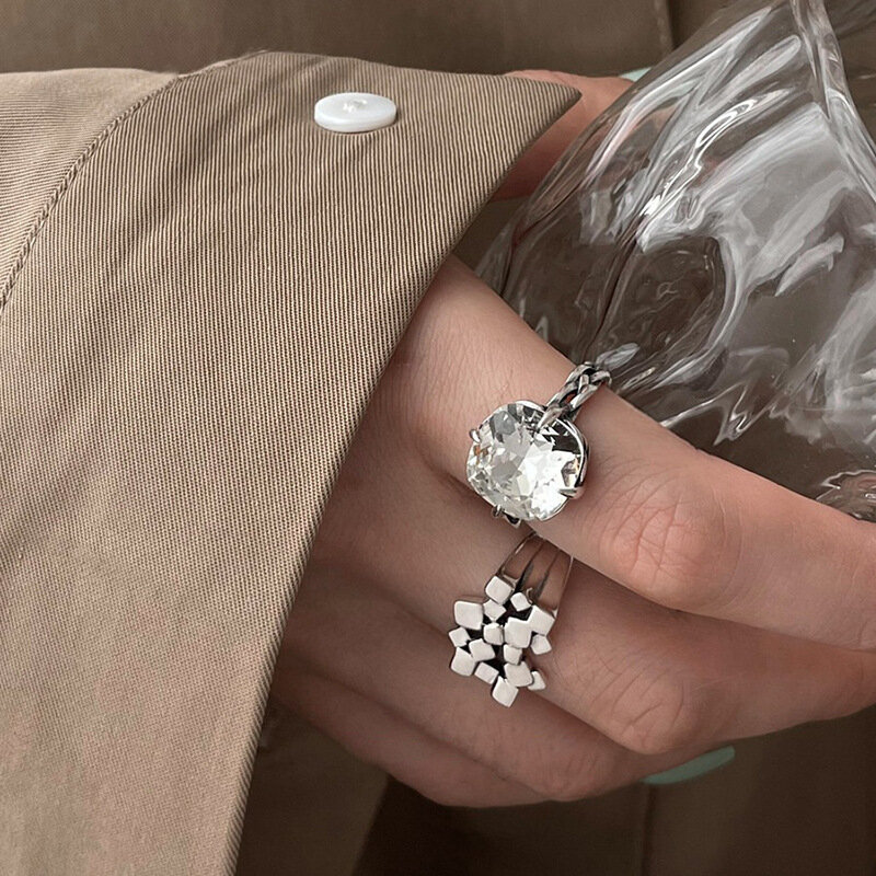 BF نادي 925 فضة خاتم للنساء مجوهرات النقاط الاصبع المفتوحة Vintage حلقة اليدوية الحساسية للحزب هدية عيد