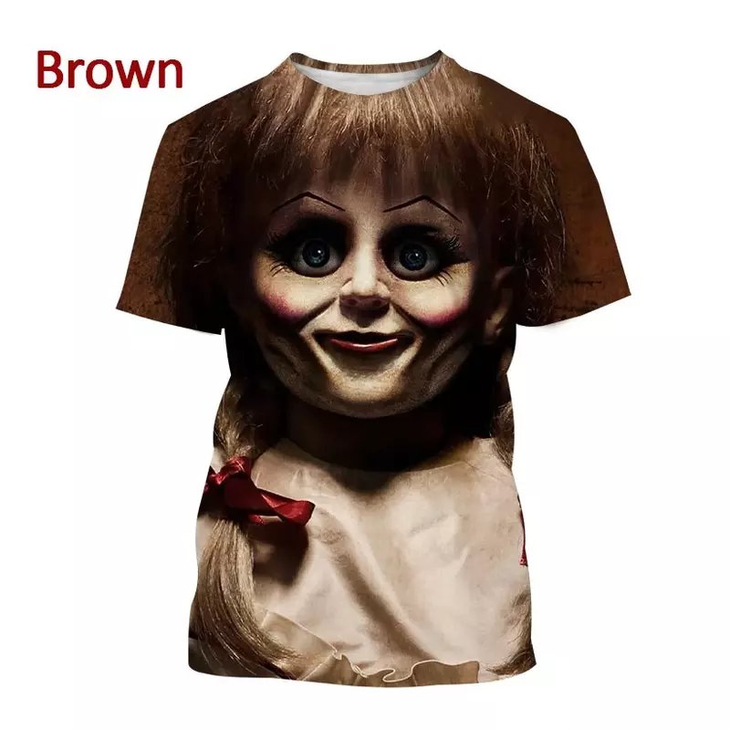 New Summer 3D Printing T-shirt Fashion Men's and Women's Horror Top Chucky T-shirt Hip-hop Round Neck Short Sleeved