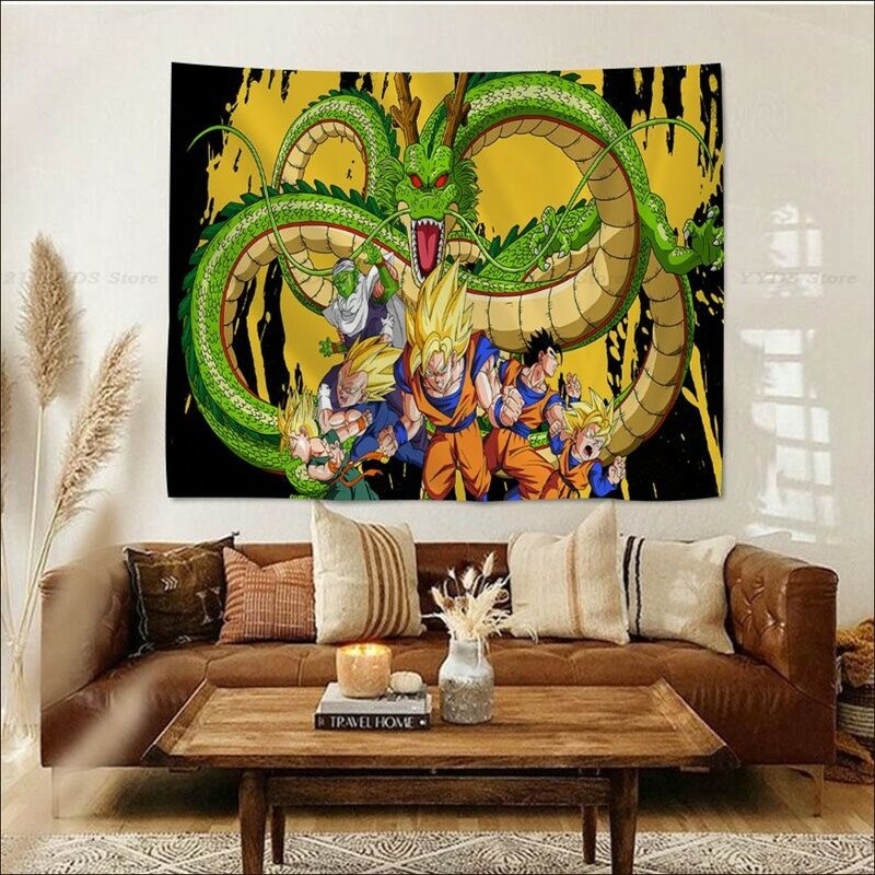D-dragons b-balls DBZ GOKU tapiz colorido para colgar en la pared, tapices bohemios de pared, hojas colgantes de Mandala