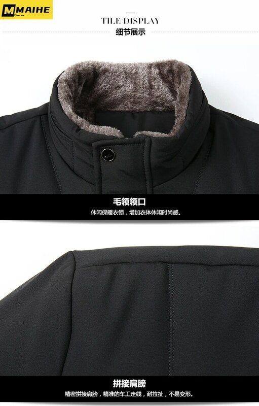 2023 New Arrival Men's Winter Parka Coat Wool Lining Thickened Warm Collar Jackets Plus Size Men's Outdoor Work Clothes New