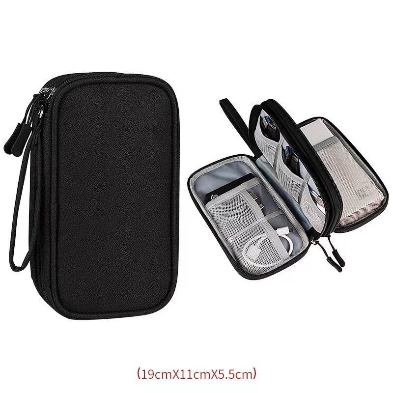 Bolsa de almacenamiento de productos digitales de viaje portátil para hombres, bolso de mano, bolso de mano, Cable de datos USB, tesoro de carga