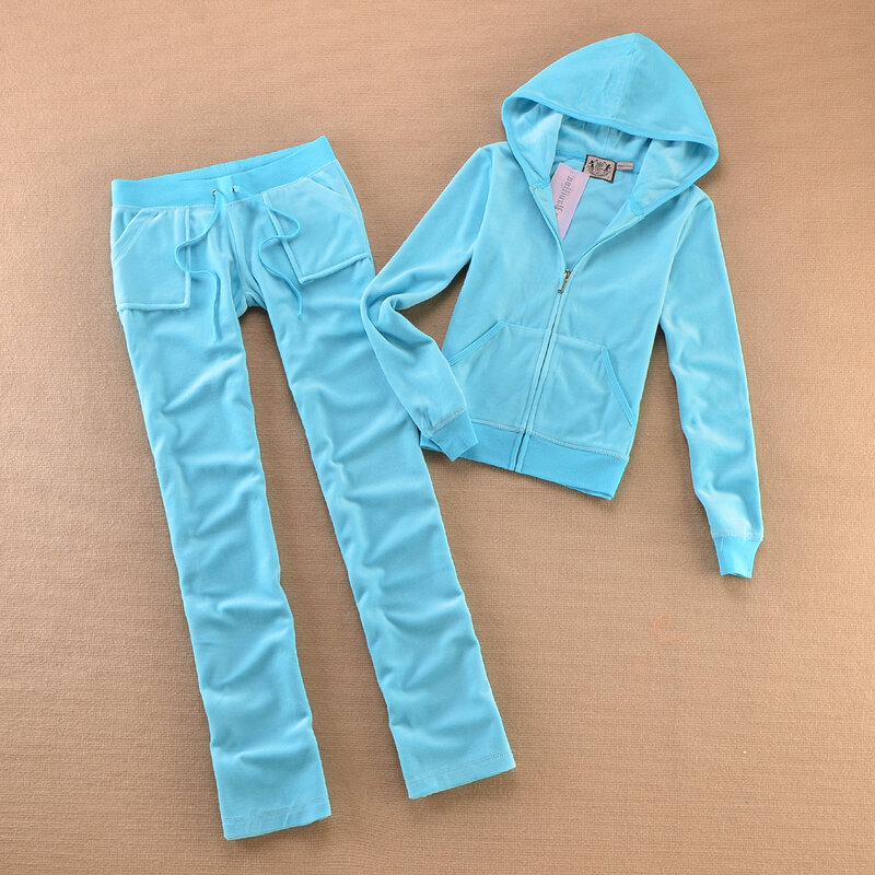 Velvet Tracksuit suit solid color new winter trousers suit women's solid color sports jogging hoodie casual 2 pieces
