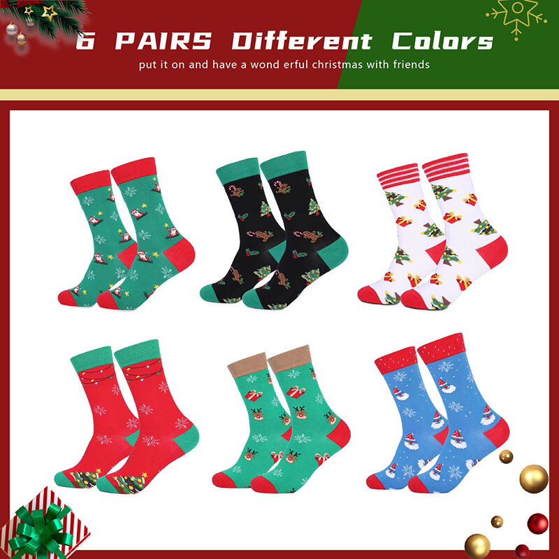 Calcetines de algodón peinado de tubo medio para hombre, medias coloridas de celosía, regalos de Navidad, nuevo diseño, Otoño e Invierno
