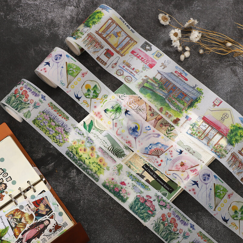 Cinta Washi de decoración de diario de estilo antiguo, 200cm, DIY, lindo álbum de recortes, Collage, estética, paisajismo, cintas de enmascarar, papelería