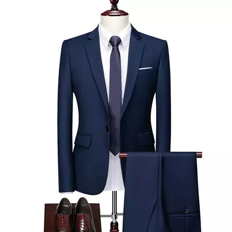 2023 wiosenno-jesienna moda nowa męska na co dzień garnitury w jednolitym kolorze/męska marynarka z jednym guzikiem spodnie z płaszczem