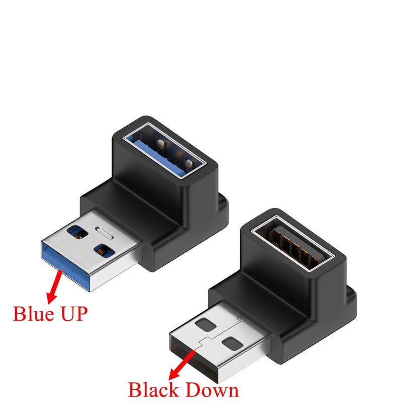 Adaptador USB 3,0 en ángulo hacia arriba y hacia abajo, extensión macho A hembra, convertidor en forma de U de 10Gbps, Conector de enchufe tipo L