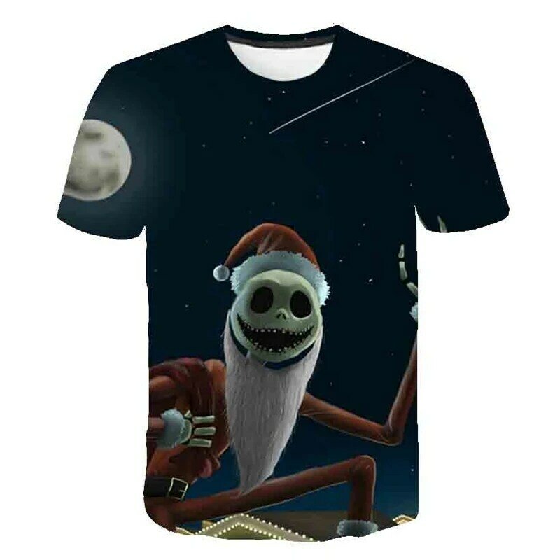 Halloweenowe koszulki Disney Nightmare Before Christmas Jack szkieleton nadruk 3D mężczyźni kobiety moda T Shirt dzieci chłopięce koszulki