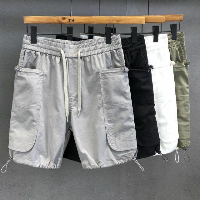 Pantalones cortos deportivos de algodón para hombre, pantalón holgado informal, Color sólido, a la moda, nueva marca, C69
