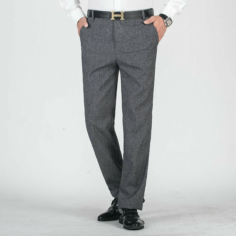 MRstuff-Pantalon droit ample en coton et lin pour hommes d'âge moyen, pantalon décontracté respirant pour papa, marque, 2023