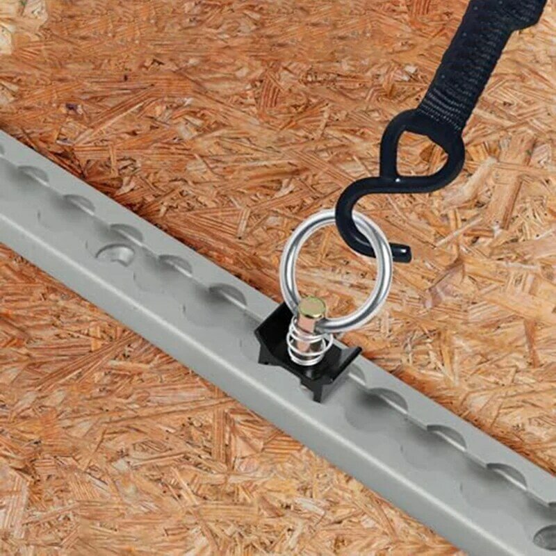 Single Stud Fitting Tie Down jangkar kapasitas 4,5 LB dengan cincin bulat Stainless Steel penjaga aluminium kontrol kargo, 12PCS hitam