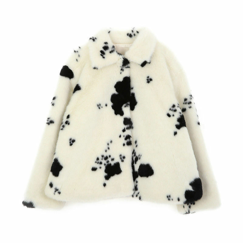 신제품 모조 밍크 플리스 플러시 코트 여성용, 짧은 모피 코트, 흑백 모피 코트, 가을 겨울