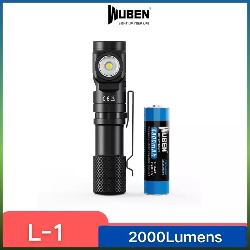 WUBEN L1 L1 مصابيح إضاءة مزدوجة مصباح يدوي ما قبل البيع 2000 لومن قابلة للشحن مع بنك الطاقة تشمل بطارية 4800mAh