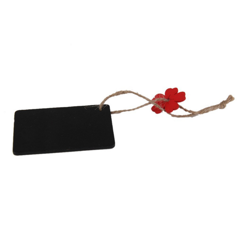 Mini pizarra Rectangular colgante de madera, etiquetas de precio, flor roja, regalo, 10 piezas