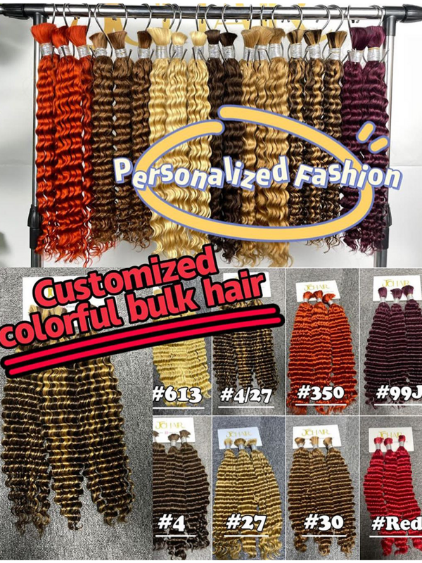 Brazilian Deep Wave Bulk Human Hair No Weft Remy Bulk Human Hair 18 To 28Inch Real Beauty Bulk Hair Extension Crochet Braids