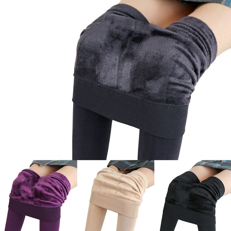 ชุดลองจอนกางเกงรัดรูปผ้ายืดสำหรับผู้หญิง, กางเกงเลกกิ้งผ้าหนาอบอุ่นมีซับในผ้าฟลีซสวมใส่สบาย