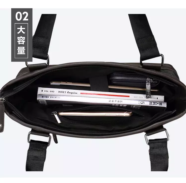 Tas kantor pria kasual desain merek tas bisnis kulit tas kurir bahu Travel antik tas komputer Laptop tas jinjing pria