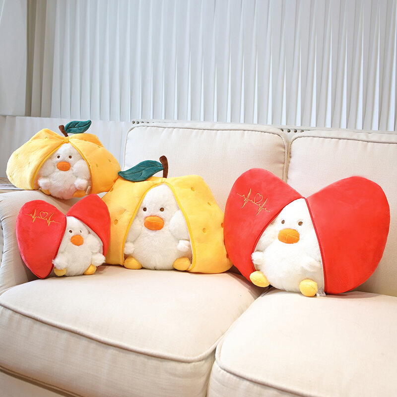 Criativo Cartoon Flip Duck Pear Plush Toy Bonito Stuffed Plushies Boneca Anime Soft Kids Brinquedos para meninas Kawaii Decoração do quarto