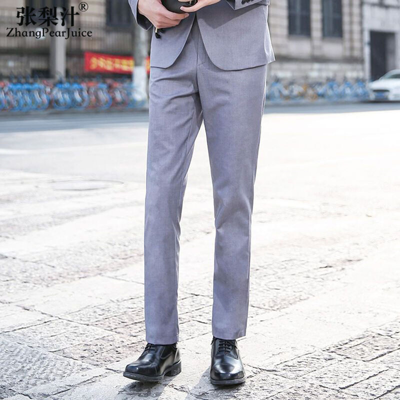 Calça de escritório monocromática slim fit masculina, calça masculina, terno casual, negócio, ocupação, negócio, vestido, formal