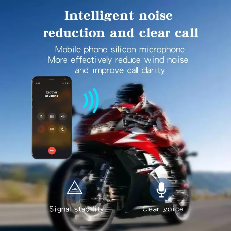 Motocicleta sem fio capacete fone de ouvido, acessório impermeável, função de interfone mãos livres, Bluetooth, Hot Sales, 2024