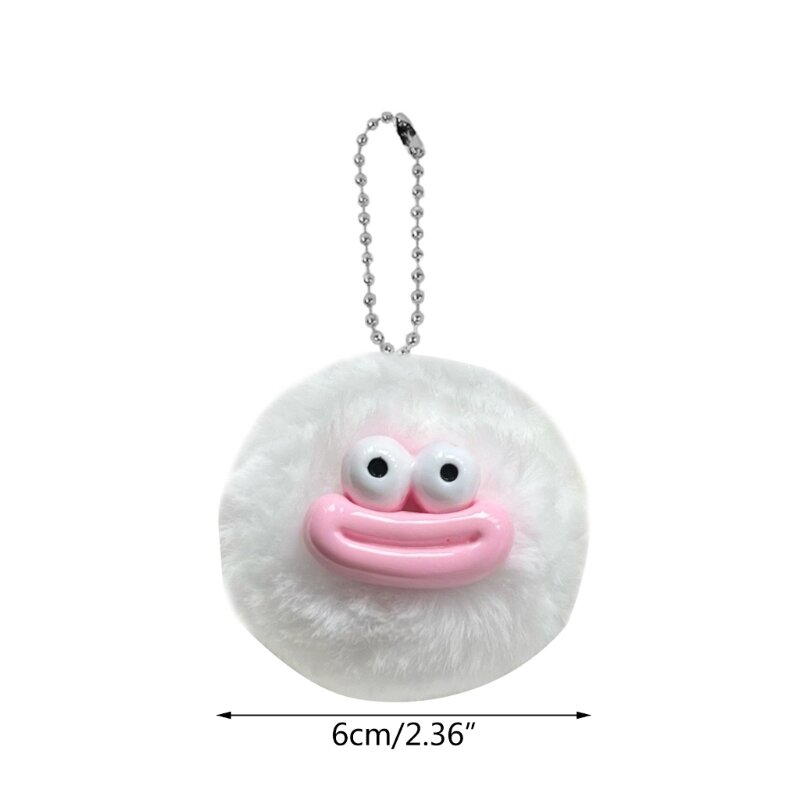 Colorful Sausage Mouth Pompoms Keychain Birthday Christmas Gift for Adult Kids Dropship