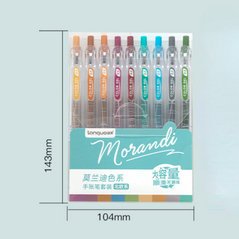 Mr. Paper-Morandi مجموعة أقلام جل ملونة ، قلم بخط اليد ، اللوازم المدرسية للطلاب ، القرطاسية لطيف ، 5 تصاميم ، 9 قطعة لكل صندوق