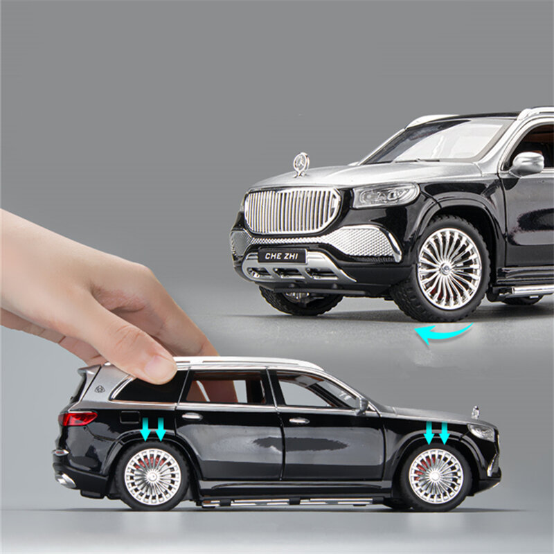 Maybach GLS600 Liga Modelo de carro de luxo, Simulação Diecasts Metal Toy Veículos, Modelo de carro, Som e Luz, Brinquedo infantil Presente, 1:24