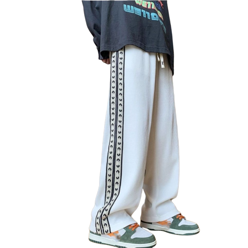 Pantalones de rayas de Color liso para hombre, pantalón holgado, informal, deportivo, recto, talla grande, S-3XL