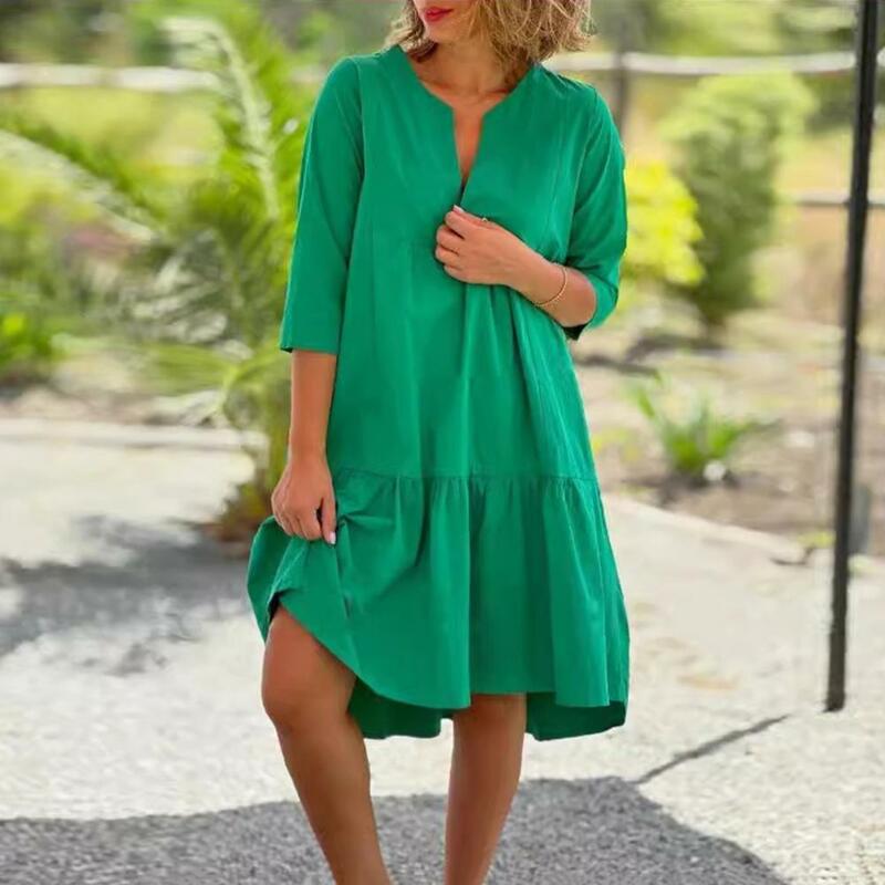 Vestido de verano para mujer, ropa informal con dobladillo de retazos irregulares, pliegues, Color sólido, suelto, para citas