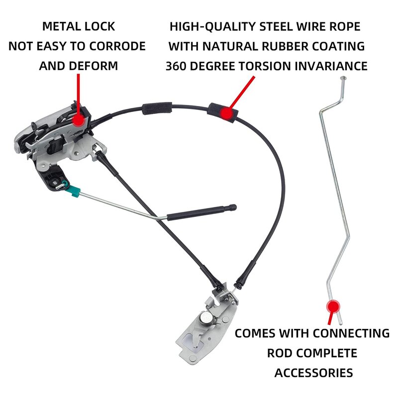 Rear Right Door Lock Latch Cable & Rod Compatible for Ford Econoline E150 E250 E350 Van 92-14