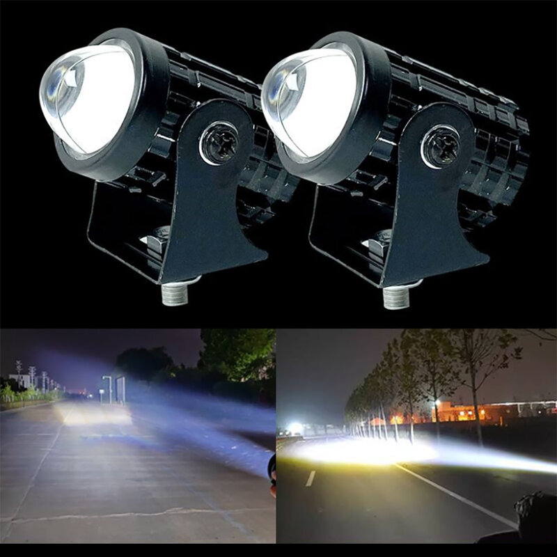 20W motocykl Mini światło drogowe 2000lm Dual Colo do reflektorów pomocnicza lampa reflektorowa ATV skuter Moto akcesoria do świateł przeciwmgielnych