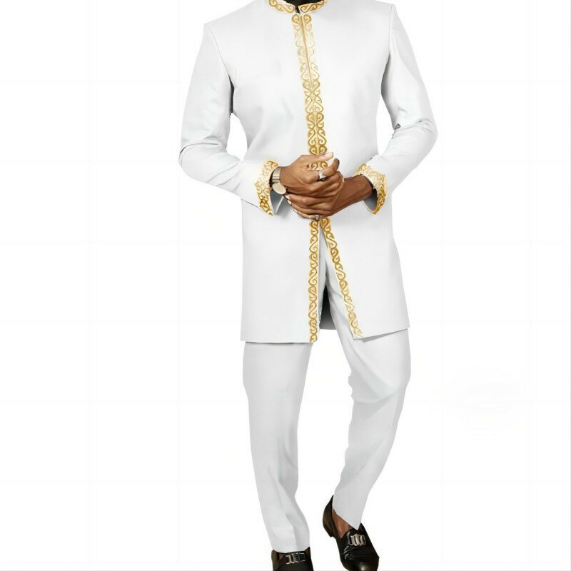 Conjunto de ropa de viento nacional para hombre, traje largo africano de oro, África, nuevo, superventas, 2