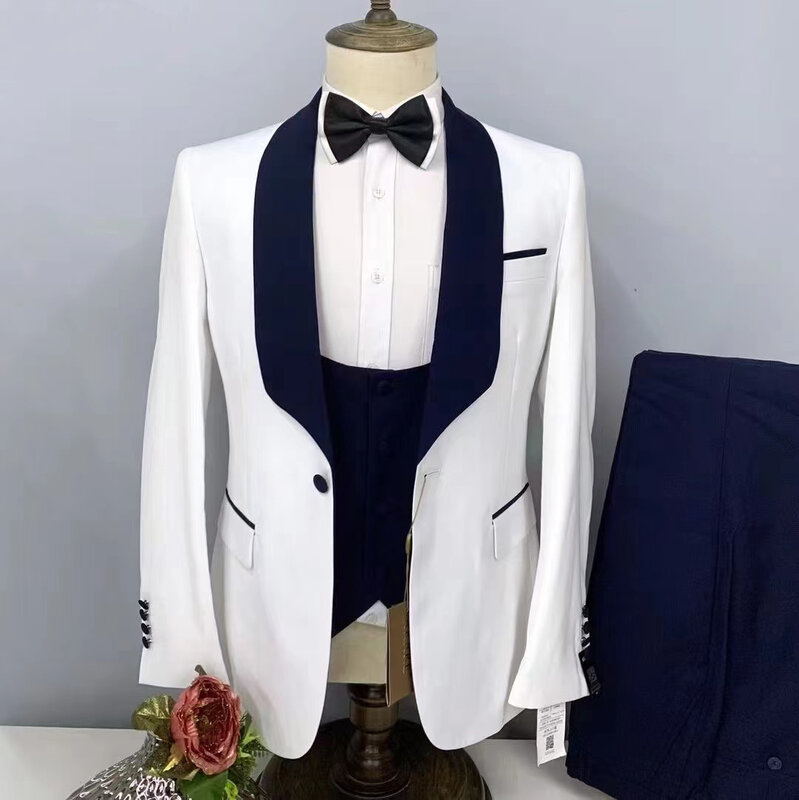 Klaar Om Te Dragen Verticale Streep Piek Revers Single Breasted Wedding Bruidegom Jurk Smart Business Casual Suits Jacket Blazer
