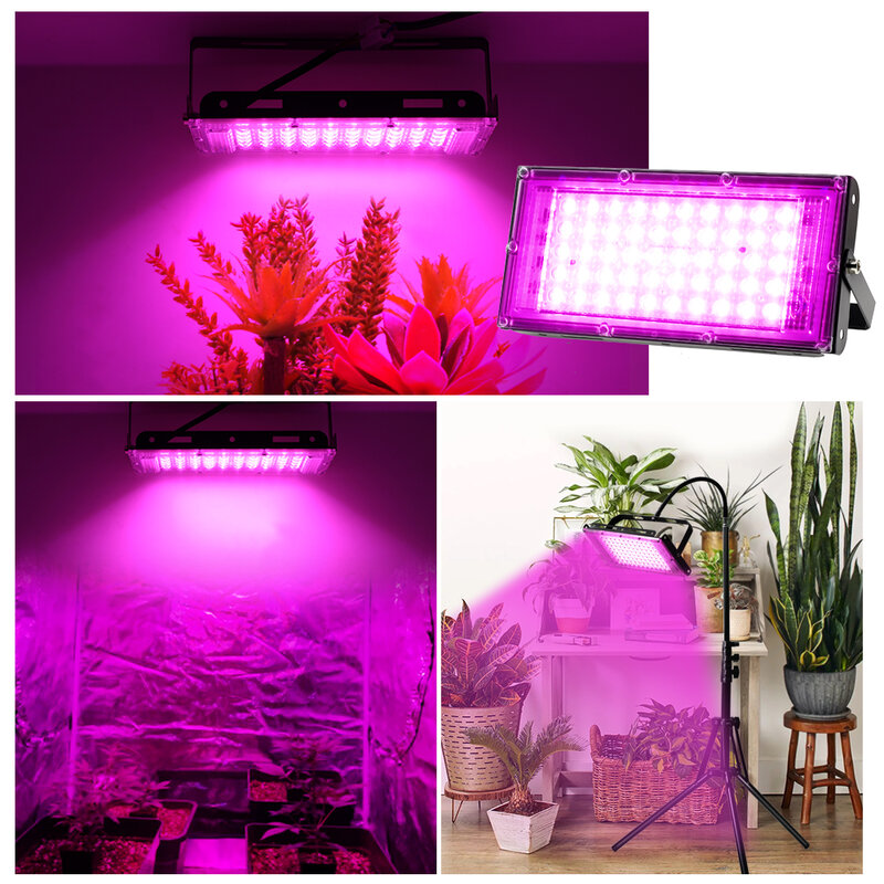 220V LED crescer luz espectro completo Phytolamp impermeável para plantas 50W/100W/200W planta luz de inundação com suporte para tenda estufa
