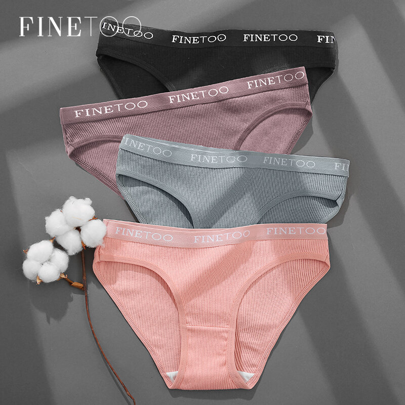 FINETOO Women's Cotton Panties 3Pcs/set Custom Letter Underwear M-2XL Women Briefs Plus Size Underpants Soft Female Panties 2022