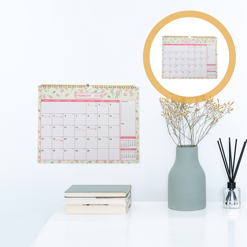 Grande parede calendário para desktop moderno, agenda mensal, Notepad, diário