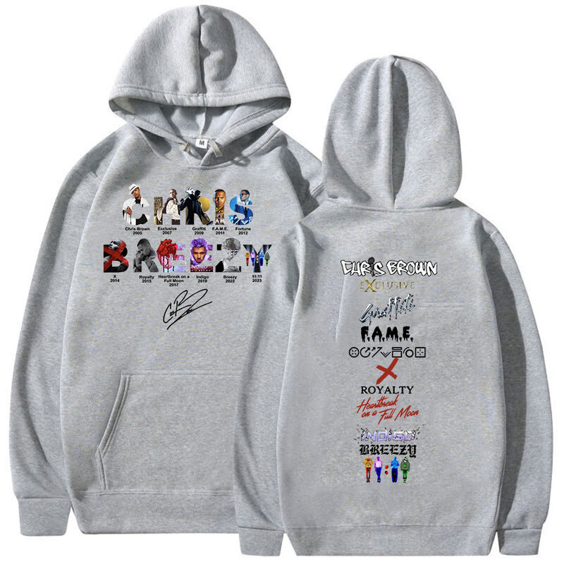 Rapper Chris Brown 11:11 2024 Tour Hoodie Man's Casual Fashion Pullover Sweatshirt Hip Hop Vintage Oversized Hoodies Streetwear