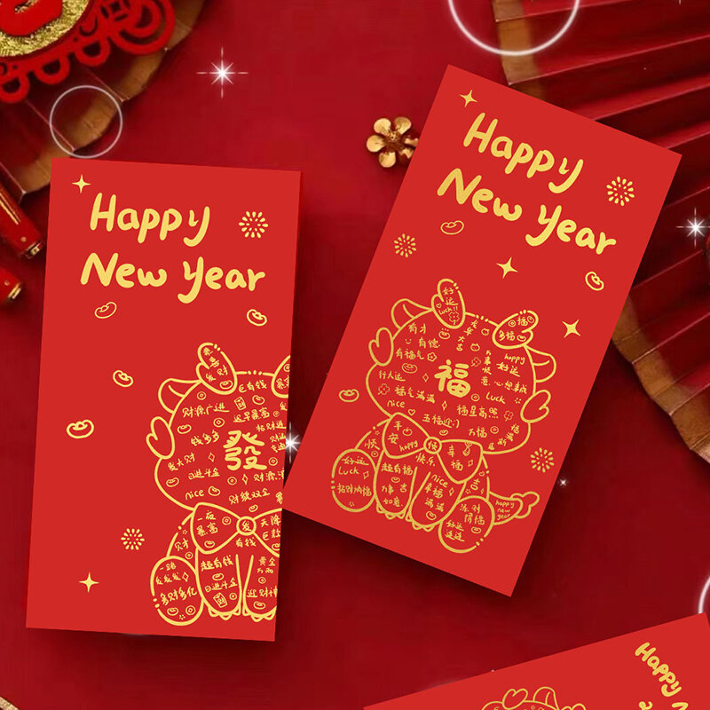 6pcs Cartoon Drachen jahr Hongbao rote Umschläge für 2024 Neujahr Frühlings fest rotes Paket Glücks geld pakete Geschenkt üte