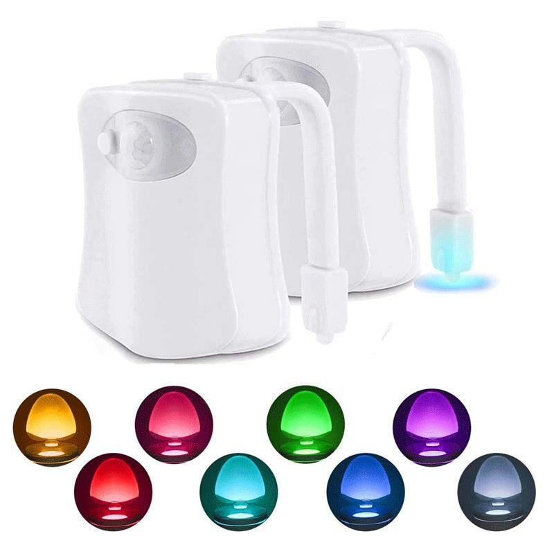Luz LED con Sensor para inodoro, luz colgante para tapa de inodoro, 3 pilas AAA, ZK50, 8 colores, 16 colores, batería no incluida