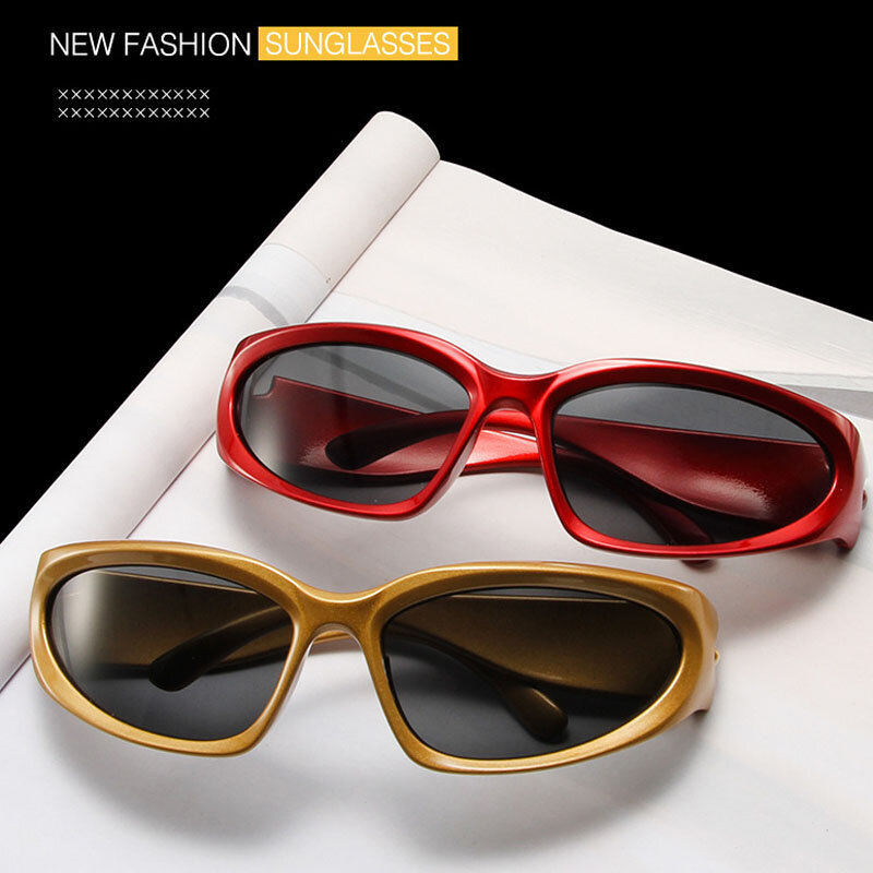 Популярные женские солнцезащитные очки 2023, солнцезащитные очки в стиле панк, уникальные спортивные солнцезащитные очки, мужские очки с защитой UV400, зеркальные цветные очки