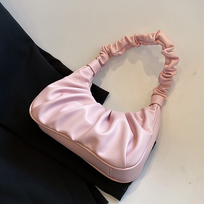 Handbag New Niche Simple Texture French Fold Cloud Bag Female Bag Advanced Sense