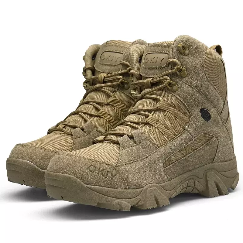 Botas militares tácticas del ejército para hombre, botines de trabajo impermeables al aire libre de ante de vaca, zapatos de seguridad para senderismo, zapatos atléticos