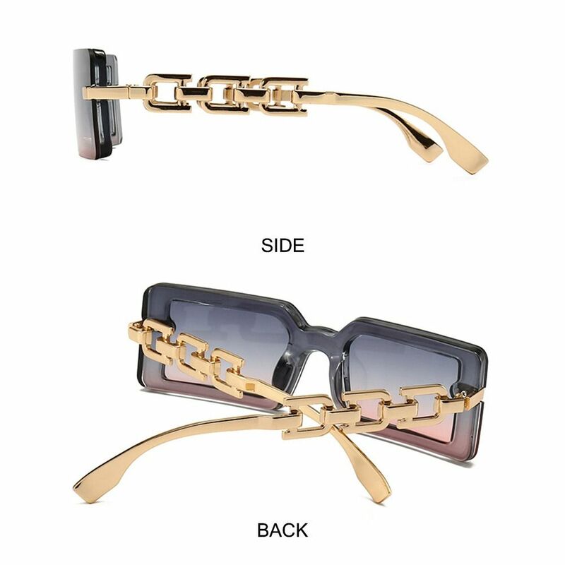 Modern Square Sunglasses Retro Luxury Beach Travel Streetwear Chain Frame Sun Glasses UV400 Gradient Shades for Women & Men