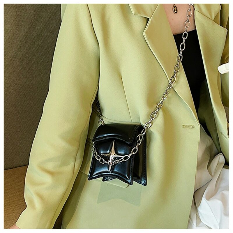 女性のためのビンテージスタイルの合成皮革クロスショルダーバッグ,チェーン付きの小さなクロスオーバーバッグ