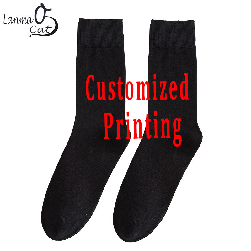 Moda outono longo masculino meias de algodão impressão personalizada meias breatheable vestido casual tripulação meias de algodão meias longas para o sexo masculino