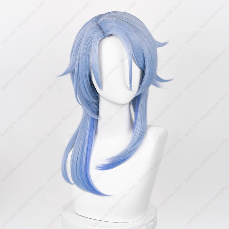 Kamisato Ayato Cosplay Wig 50cm Long Blue Gradient Wigs Heat Resistant Synthetic Hair Simulated Scalp Wigs