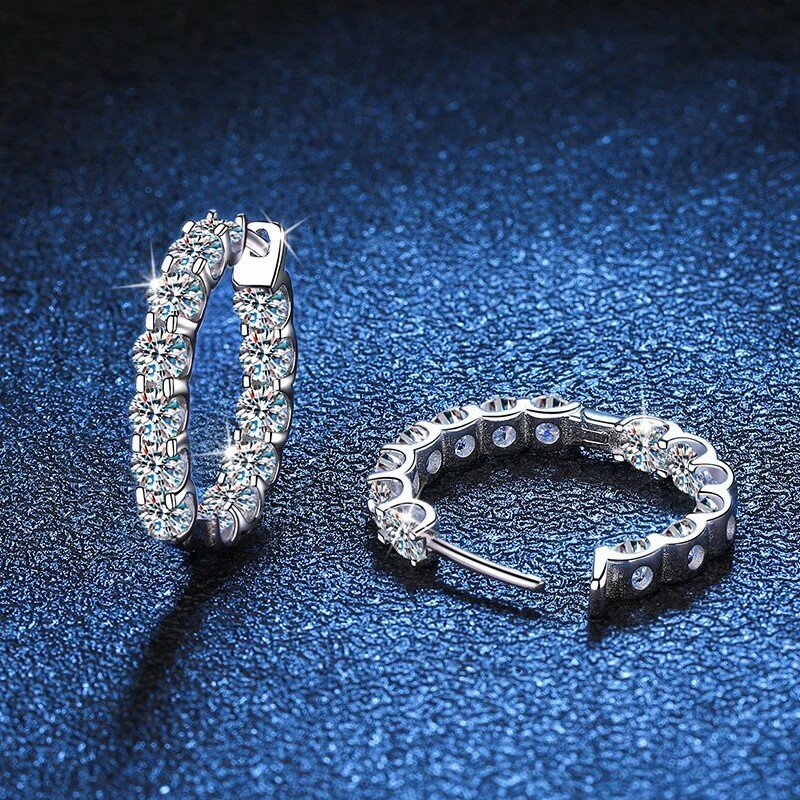 ALIZERO 2.6ct D Color Moissanite Hoop Earrings S925 Sterling Silver Passed Diamond Test Earrings For Women Wedding Fine Jewelry