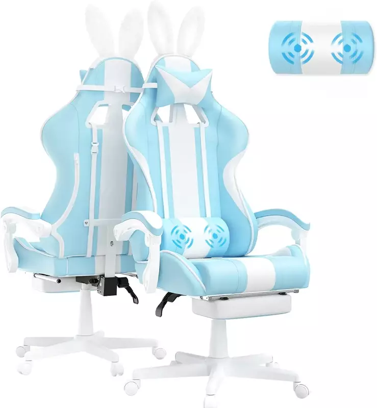 Кресло для игр Kawaii, эргономичное, с подставкой для ног и массажем