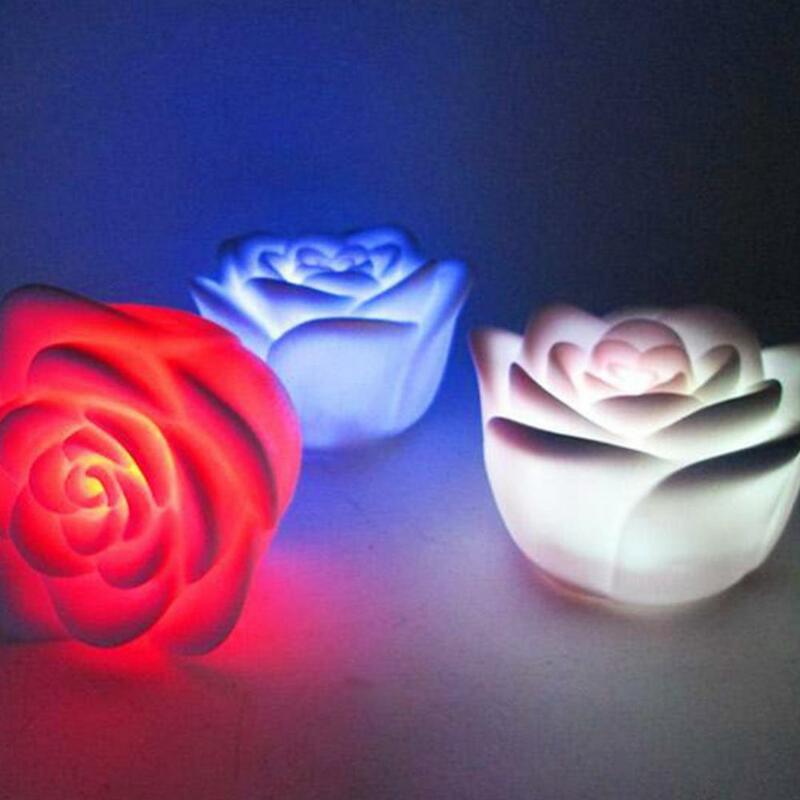 LED 방수 홈 데코 파티 플로팅 장미 꽃 색상 변경 야간 조명, 홈 데코