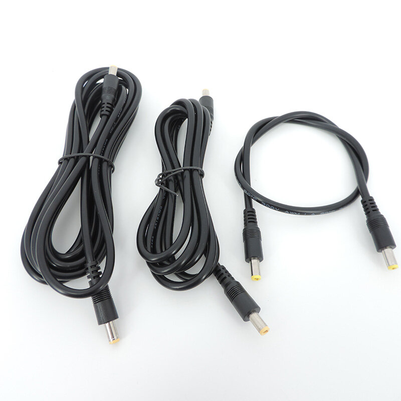 DC macho para macho Plug cabo conector de extensão, cabo adaptador de alimentação, CCTV Camera Strip, 12V, 2.1mm x 5.5mm, 5.5x2.5mm, 0.5m, 1.5m, 3m
