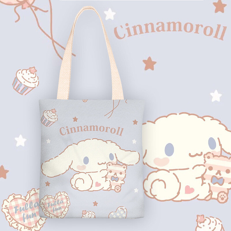 Sanrio Cinnamoroll Rucksack Kawaii Shoulder Handbags Melody Kuromi Canvas Bag Pochacco Hello Kitty Pompom Purin Plush Backpack